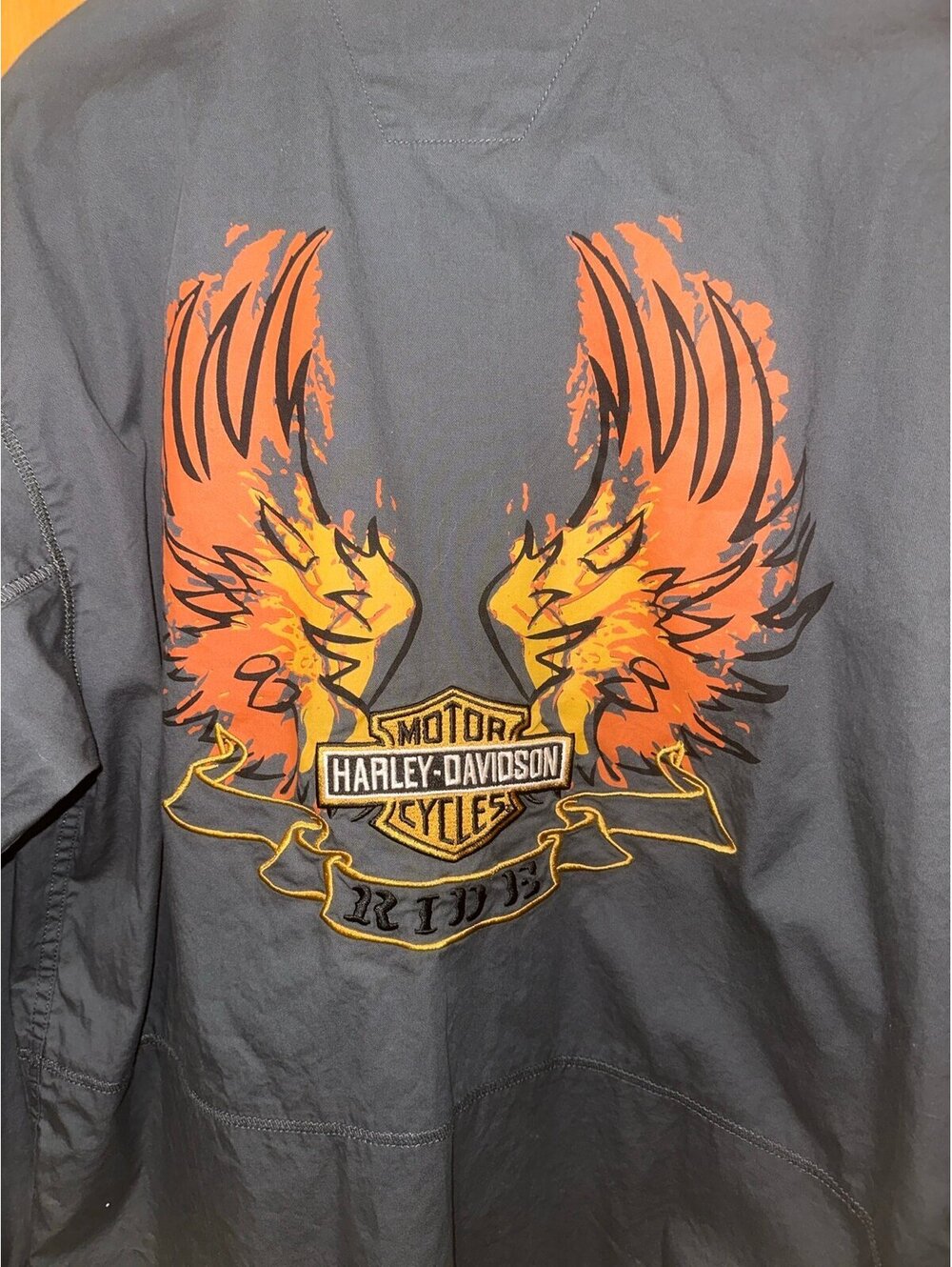 Harley-Davidson Grey Button Up Shirt size medium